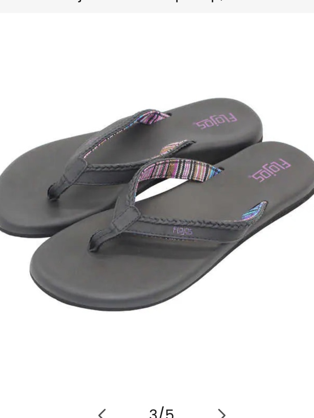Flojos Black Flip Flops with Multicolor Woven Straps